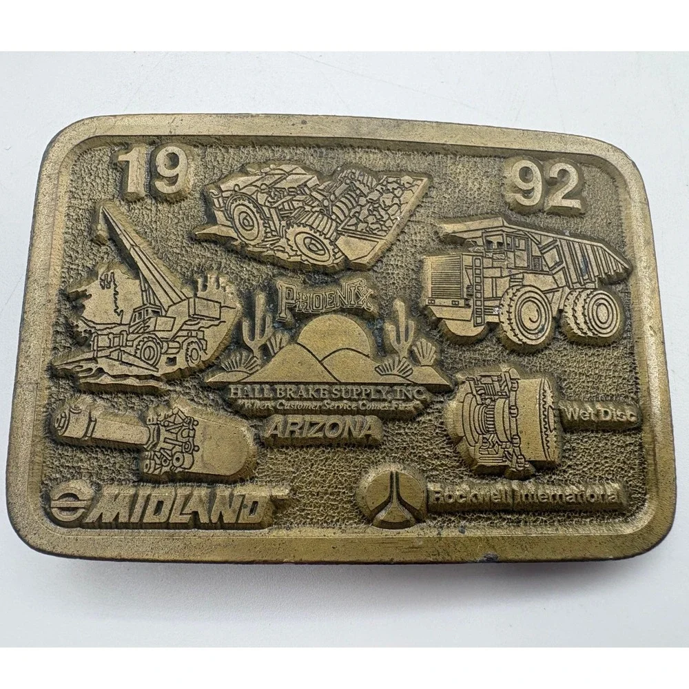 Midland‎ Hall Brake Supply Belt Buckle 1992 Construction Brass Arizona Good